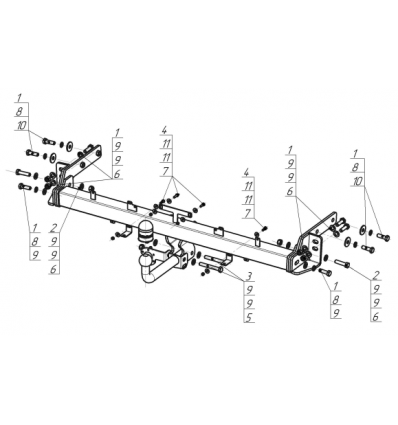 Оцинкованный фаркоп на Hyundai Tucson 90918-A